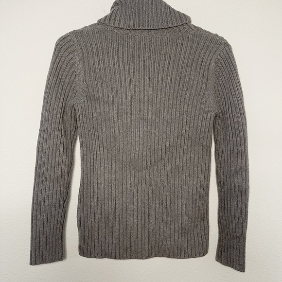 Talbots cowl neck wool blend sequins cable knit gray sweater - Picture 5 of 8